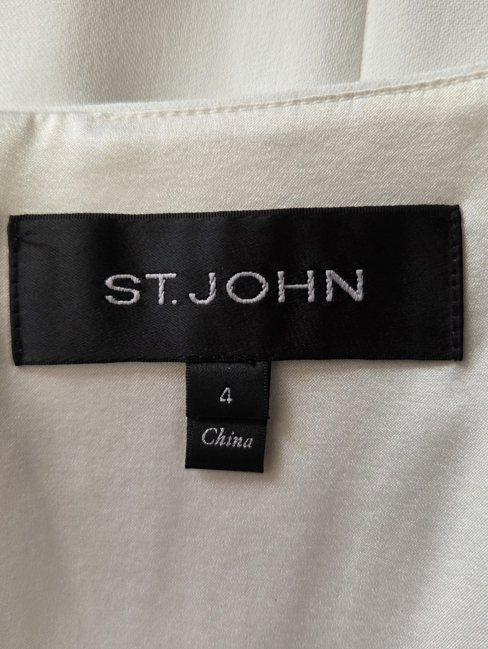 ST.JOHN White Silk Lined Sheath Dress Sleeveless Midi Size 4 - Picture 5 of 7